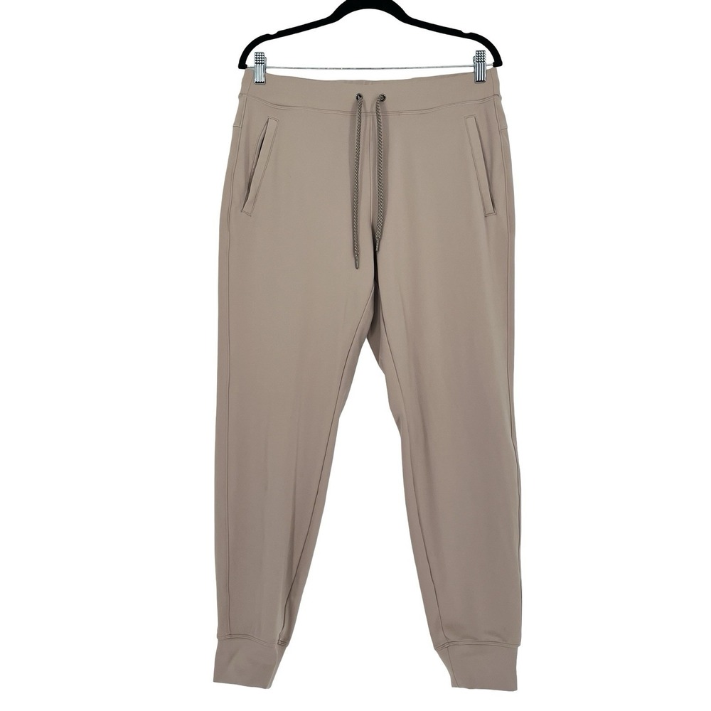 Yogalicious Lux Avenue Joggers Womens L Taupe Stretch Zipper Pocket Pants